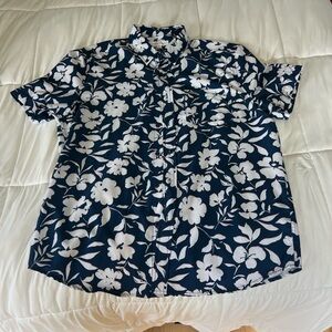 Floral Navy and White Men's Shirt